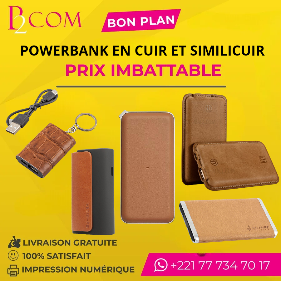 Powerbank en Cuir et en Similicuir